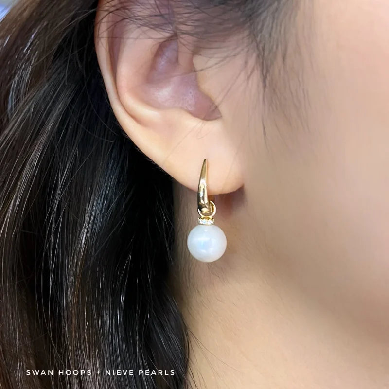Swan | Small Tapered Hoop Earrings (Solid Gold) | Lady Estere Jewellery | Worldwide 14K 18K Solid Gold Lab Grown Diamond Moissanite White