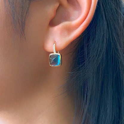 Terra-Ocean | London Blue Topaz Earrings (Solid Gold) | Lady Estere Jewellery | Worldwide 14K 18K Solid Gold Lab-Grown Diamond Moissanite