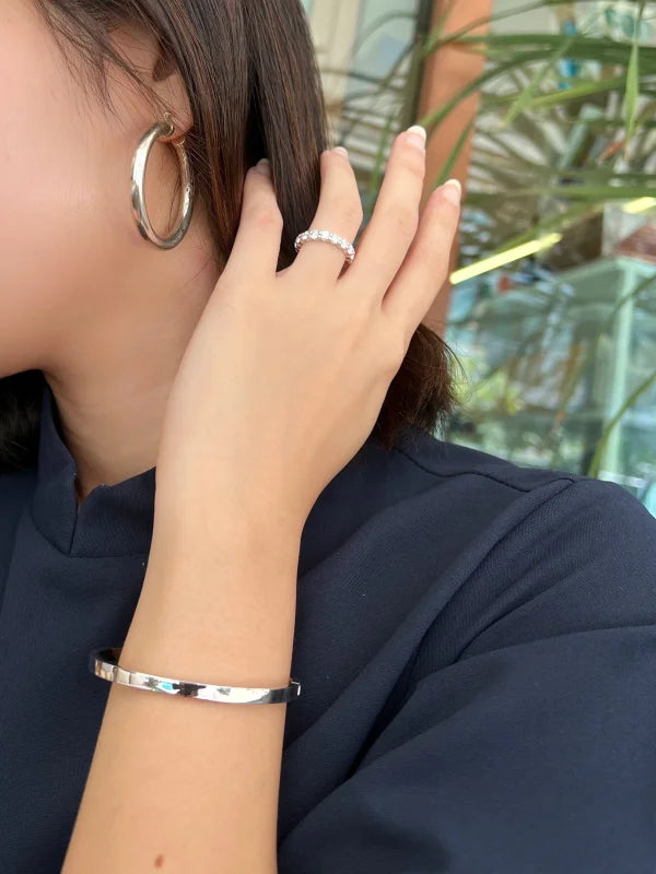 The Daily | Bangle Bracelet (Solid Gold) | Lady Estere Jewellery | Worldwide Shipping 14K 18K Solid Gold Lab-Grown Diamond Moissanite White