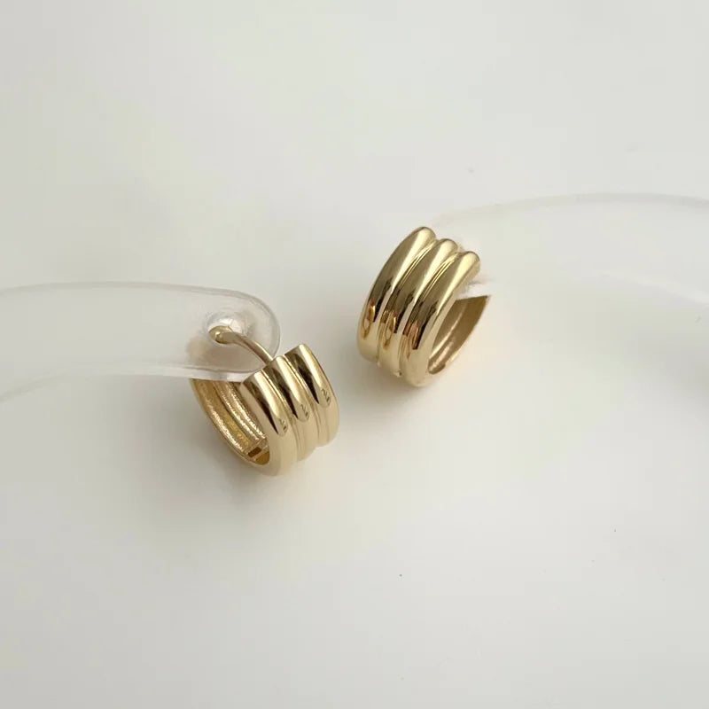 Threads | Triple Round Hoop Earrings (Solid Gold) | Lady Estere Jewellery | Worldwide 14K 18K Solid Gold Lab - Grown Diamond Moissanite