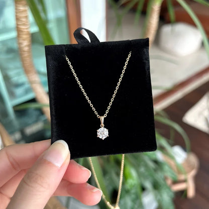 Tiff | Solitaire 6-Prong Pendant (Solid Gold) | Lady Estere Jewellery | Worldwide Shipping 14K 18K Solid Gold Lab-Grown Diamond Moissanite
