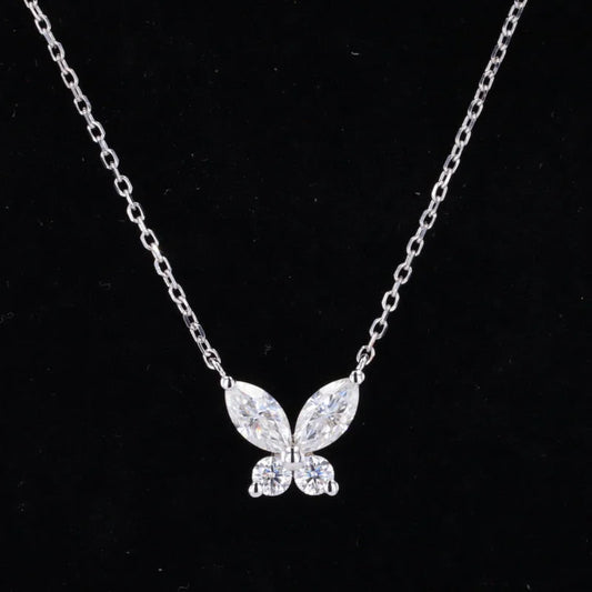 Transformed | Marquise Butterfly Necklace (3 Colours Solid Gold) | Lady Estere Jewellery 14K 18K Gold Lab - Grown Diamond Moissanite White