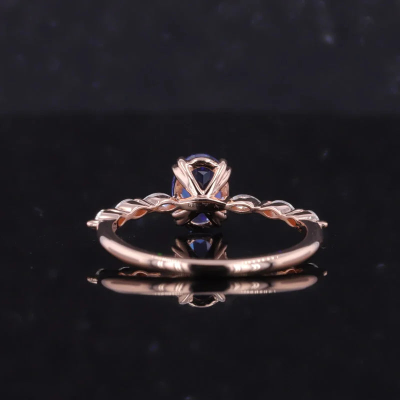 Vintage Oval Sapphire Ring (Solid gold) | Lady Estere Jewellery | Worldwide Shipping 14K 18K Solid Gold Lab-Grown Diamond Moissanite White