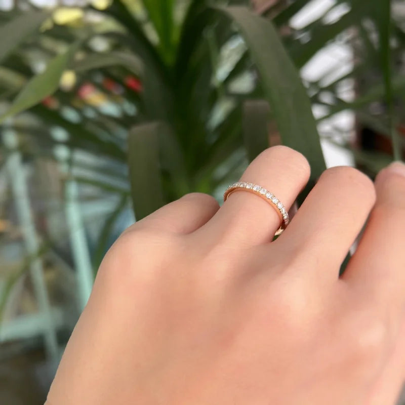 Wedding Band | Half Eternity Diamond (Solid gold) | Lady Estere Jewellery 14K 18K Solid Gold Lab Grown Moissanite White Yellow Rose SG, AU,