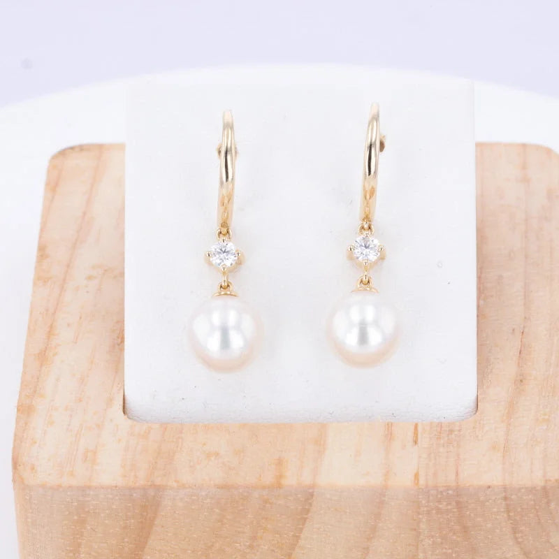 Wedding pearl jewellery set | Lady Estere Jewellery | Worldwide Shipping 14K 18K Solid Gold Lab-Grown Diamond Moissanite White Yellow Rose