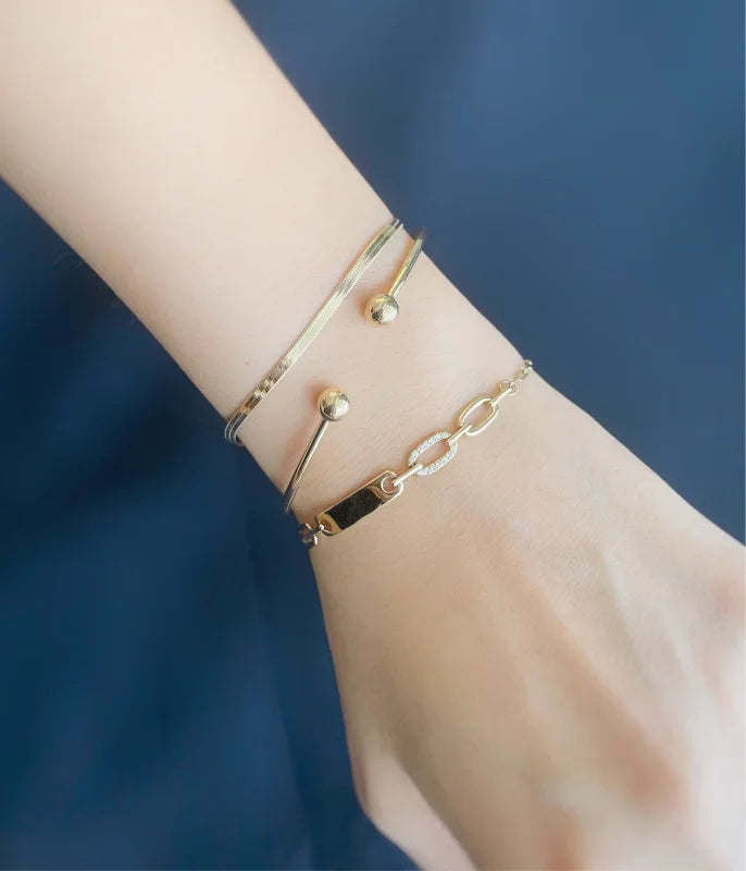 Wonder Woman 2mm | Flat Herringbone Bracelet & Necklace (Solid Gold) | Lady Estere Jewellery 14K 18K Solid Gold Lab-Grown Diamond