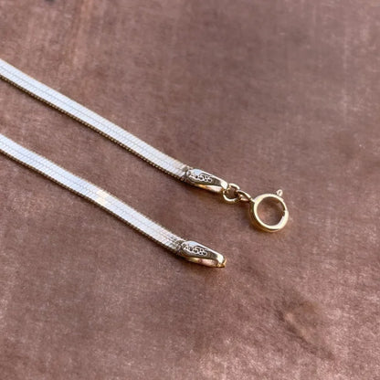 Wonder Woman 2mm | Flat Herringbone Bracelet & Necklace (Solid Gold) | Lady Estere Jewellery 14K 18K Solid Gold Lab-Grown Diamond