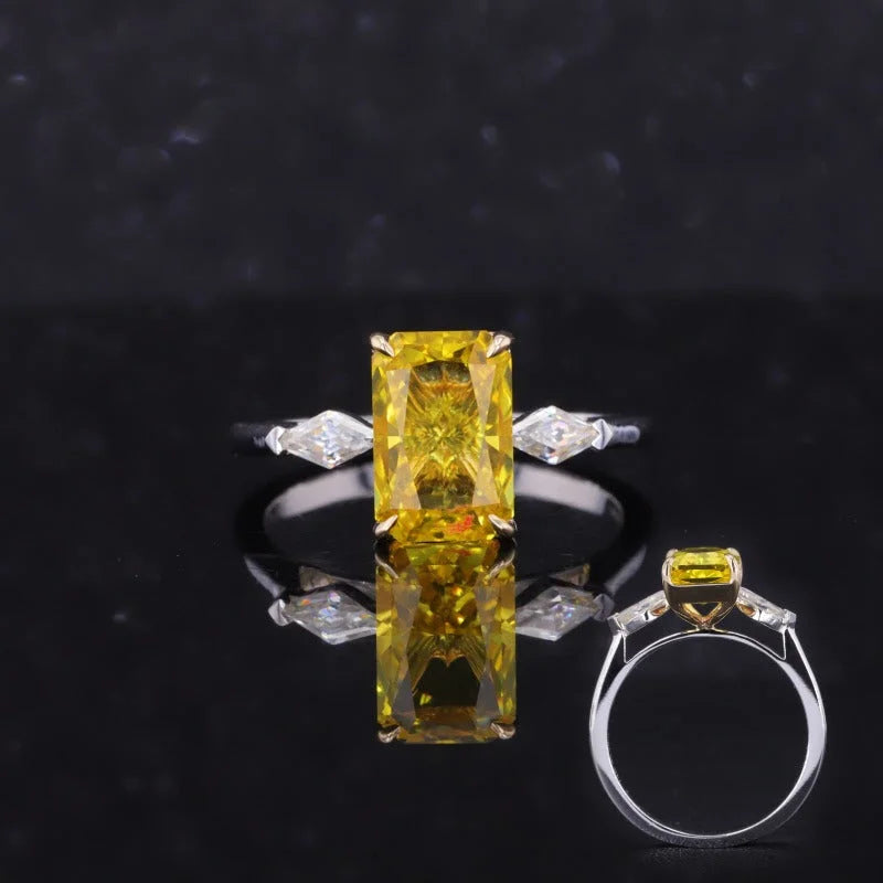 Yellow Sapphire Radiant Cut Cocktail Ring (Solid gold) | Lady Estere Jewellery | Worldwide 14K 18K Solid Gold Lab-Grown Diamond Moissanite
