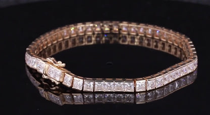 Jasmine | 9ct Princess Cut Square Diamonds Tennis Bracelet in Solid Gold