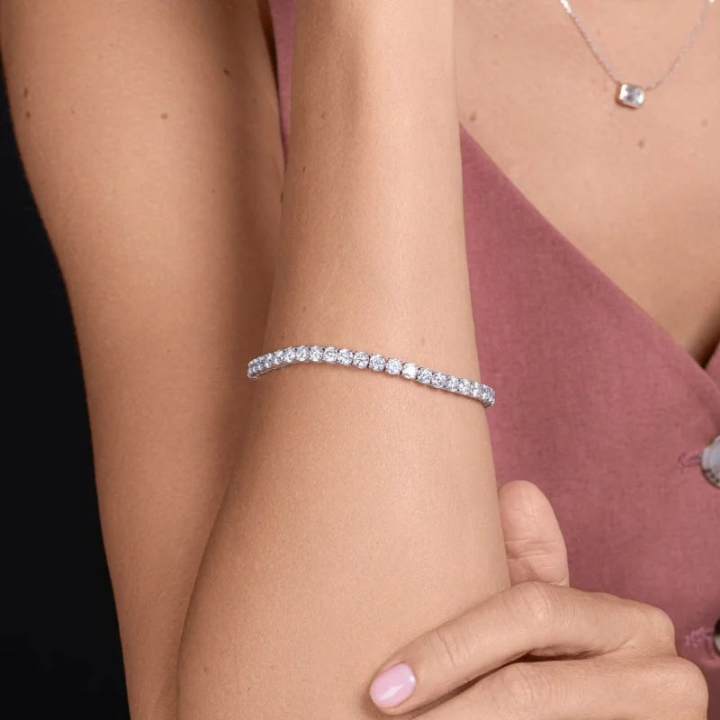 10ct Tennis Bracelet | 4mm Round Brilliant Diamonds in Solid Gold | Lady Estere Jewellery 14K 18K Lab - Grown Diamond Moissanite White