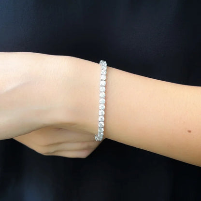 10ct Tennis Bracelet | 4mm Round Brilliant Diamonds in Solid Gold Lady Estere Jewellery 14K 18K Lab - Grown Diamond Moissanite White Yellow