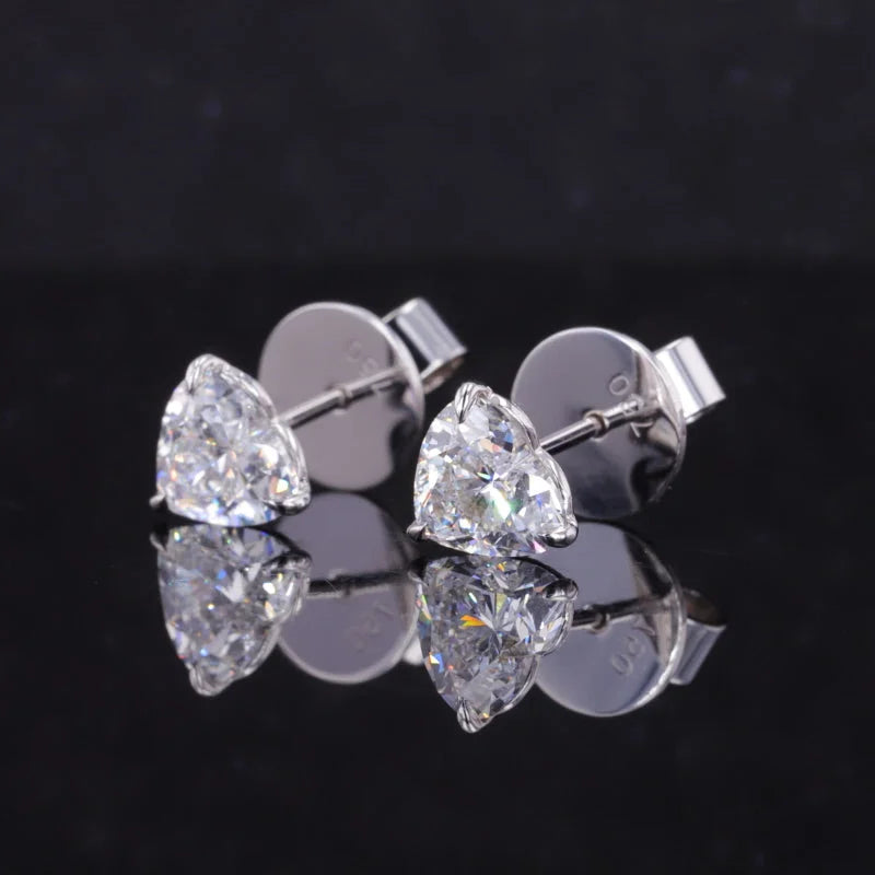 2ct Lab Grown Heart Shape Diamond Studs | Lady Estere Jewellery | Worldwide Shipping 14K 18K Solid Gold Lab-Grown Moissanite White Yellow