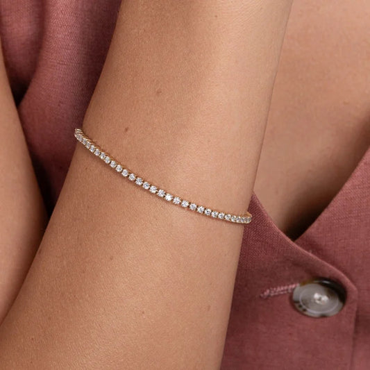 2ct Tennis Bracelet | 2mm Lab Grown Diamonds in Solid Gold | Lady Estere Jewellery 14K 18K Diamond Moissanite White Yellow Rose SG, AU,