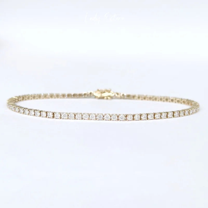 2ct Tennis Bracelet | 2mm Lab Grown Diamonds in Solid Gold | Lady Estere Jewellery 14K 18K Diamond Moissanite White Yellow Rose SG, AU,