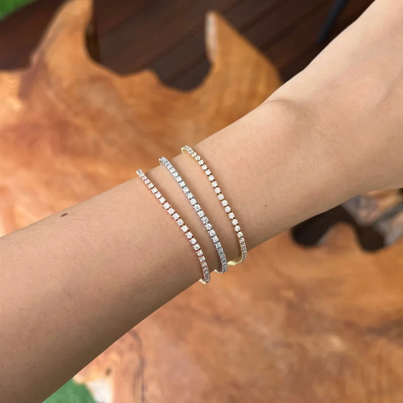 2ct Tennis Bracelet | 2mm Round Brilliant Diamonds in Solid Gold | Lady Estere Jewellery 14K 18K Lab - Grown Diamond Moissanite White