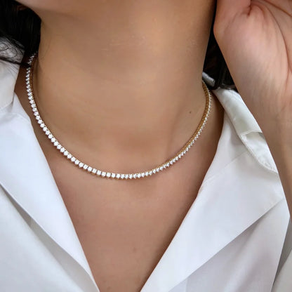 7ct Mini Tennis Necklace (Solid Gold) | Lady Estere Jewellery | Worldwide Shipping 14K 18K Solid Gold Lab Grown Diamond Moissanite White