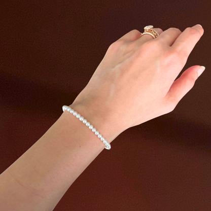 18K Freshwater Baby Akoya Pearl Bracelet - White (Solid Gold)
