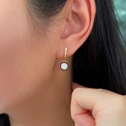 Georgian | Gypsy Setting Detachable Hoop Earrings (Solid Gold)