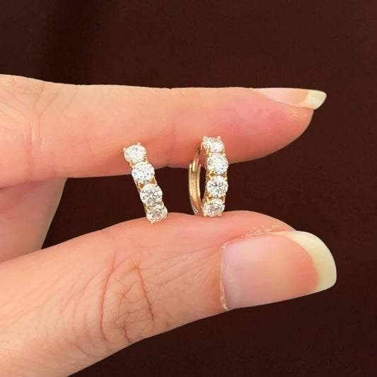 Aurora | Chunky Moissanite Hoop Earrings (Solid Gold) | Lady Estere Jewellery | Worldwide 14K 18K Solid Gold Lab Grown Diamond White Yellow