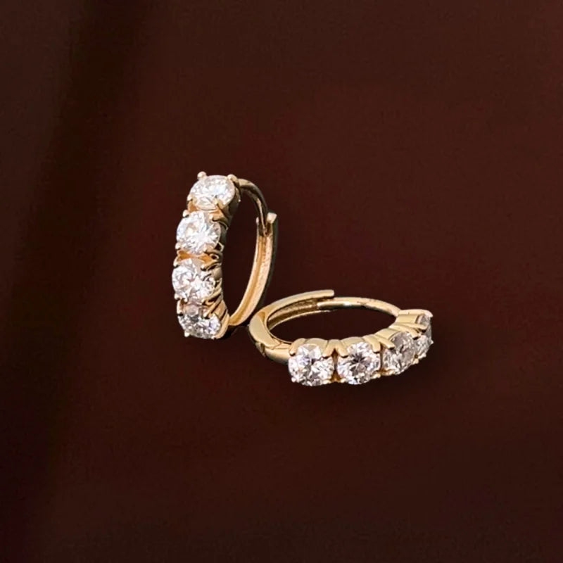 Aurora | Chunky Moissanite Hoop Earrings (Solid Gold) | Lady Estere Jewellery | Worldwide 14K 18K Solid Gold Lab Grown Diamond White Yellow