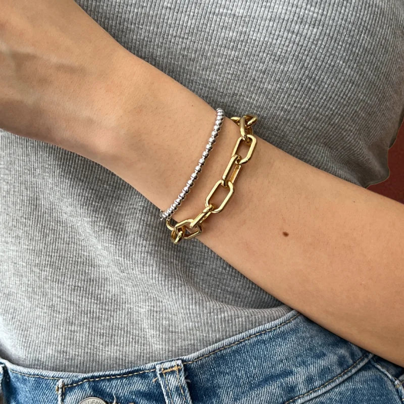 Ava | Ultra Bold Link Chain Bracelet (Solid Gold) | Lady Estere Jewellery | Worldwide 14K 18K Solid Gold Lab-Grown Diamond Moissanite White