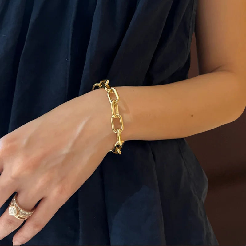 Ava | Ultra Bold Link Chain Bracelet (Solid Gold) | Lady Estere Jewellery | Worldwide 14K 18K Solid Gold Lab-Grown Diamond Moissanite White