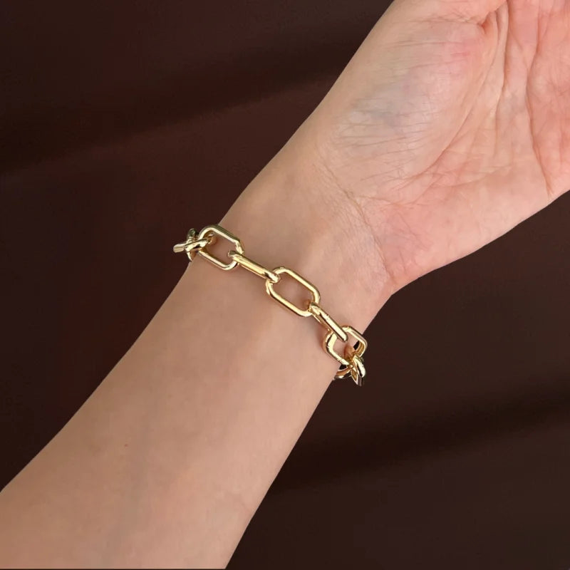 Ava | Ultra Bold Link Chain Bracelet (Solid Gold) | Lady Estere Jewellery | Worldwide 14K 18K Solid Gold Lab-Grown Diamond Moissanite White