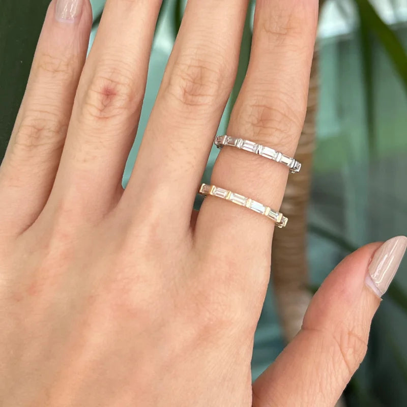 Baguette Cut | 3ct Full Eternity Ring (Solid gold) | Lady Estere Jewellery | Worldwide 14K 18K Solid Gold Lab - Grown Diamond Moissanite