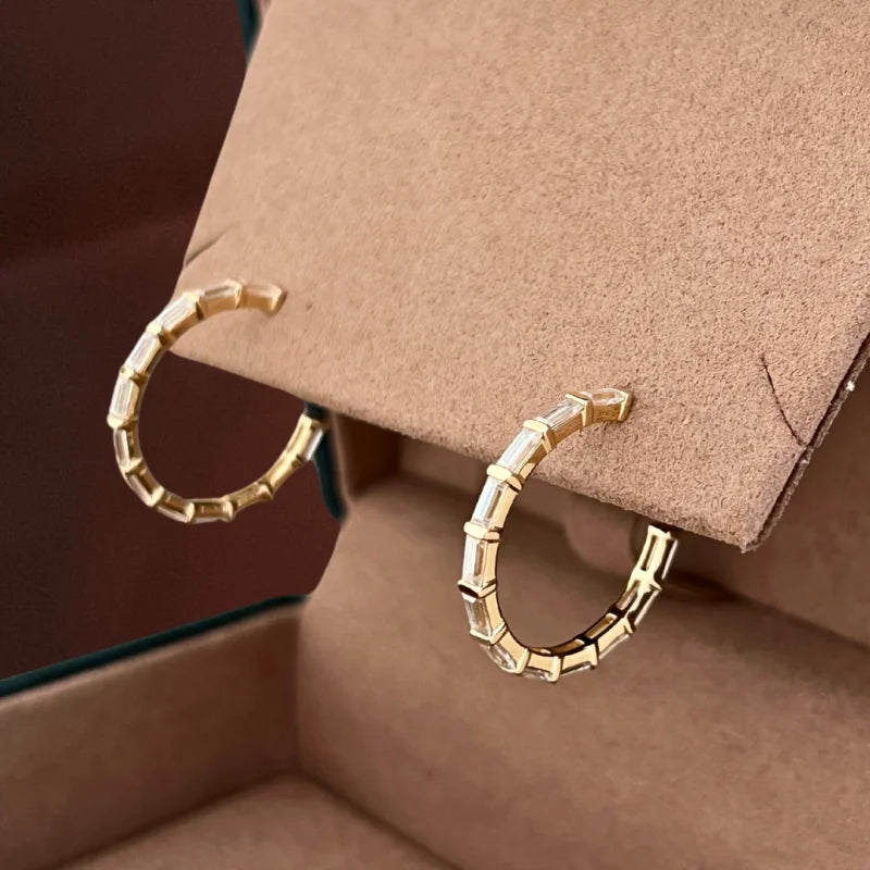 Baguette Cut | Eternity Hoops (Solid gold) | Lady Estere Jewellery | Worldwide Shipping 14K 18K Solid Gold Lab - Grown Diamond Moissanite