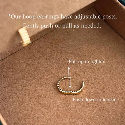 Barre | Fluted Hoop Earrings (Solid Gold) | Lady Estere Jewellery | Worldwide Shipping 14K 18K Solid Gold Lab Grown Diamond Moissanite