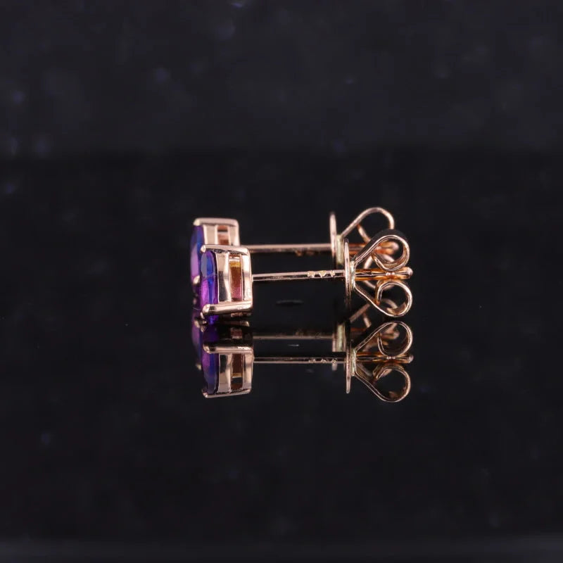 Birthstone Earrings 14K Rose Gold | Lady Estere Jewellery | Worldwide Shipping 18K Solid Lab-Grown Diamond Moissanite White Yellow SG, AU,