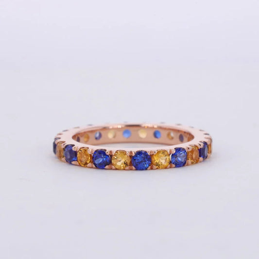 Birthstones Riviere Eternity Ring | Lady Estere Jewellery | Worldwide Shipping 14K 18K Solid Gold Lab-Grown Diamond Moissanite White Yellow