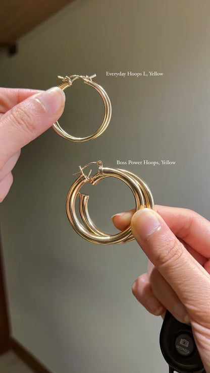 Boss | Power Hoops (3 Colours) | Lady Estere Jewellery | Worldwide Shipping 14K 18K Solid Gold Lab Grown Diamond Moissanite White Yellow