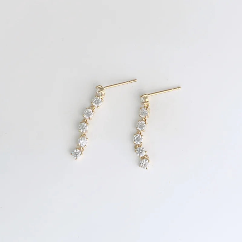 Chime | Sparkle Drop Earring Studs (Solid gold) | Lady Estere Jewellery | Worldwide 14K 18K Solid Gold Lab - Grown Diamond Moissanite White