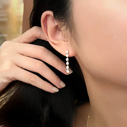 Chime | Sparkle Drop Earring Studs (Solid gold) | Lady Estere Jewellery | Worldwide 14K 18K Solid Gold Lab - Grown Diamond Moissanite White