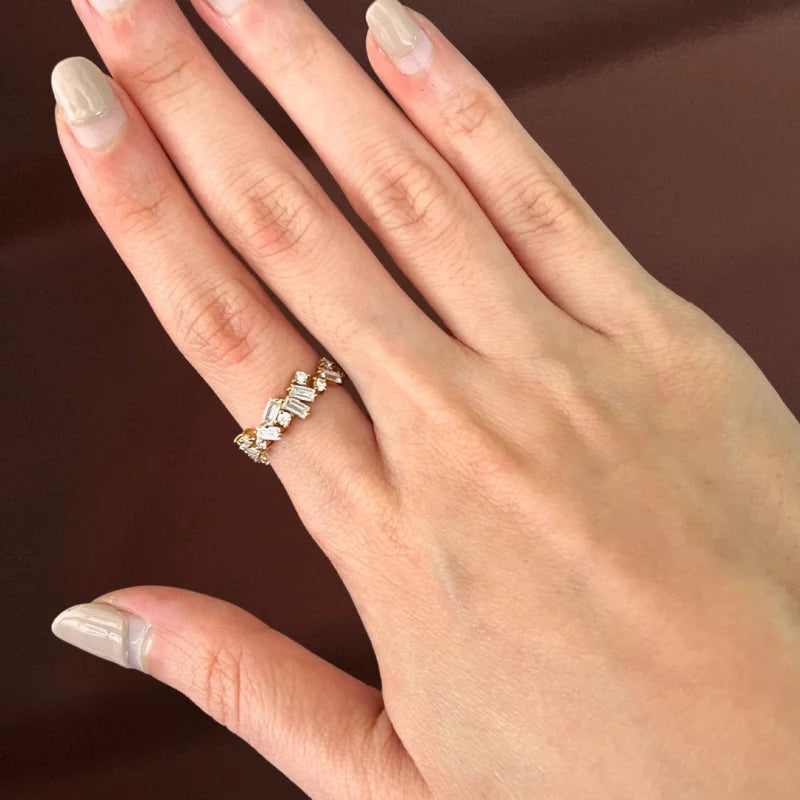 Confetti | 2ct Baguette & Round Cut Cluster Eternity Ring (Solid Gold) | Lady Estere Jewellery 14K 18K Solid Gold Lab Grown Diamond
