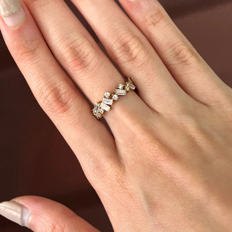 Confetti | 2ct Baguette & Round Cut Cluster Eternity Ring (Solid Gold) | Lady Estere Jewellery 14K 18K Solid Gold Lab Grown Diamond