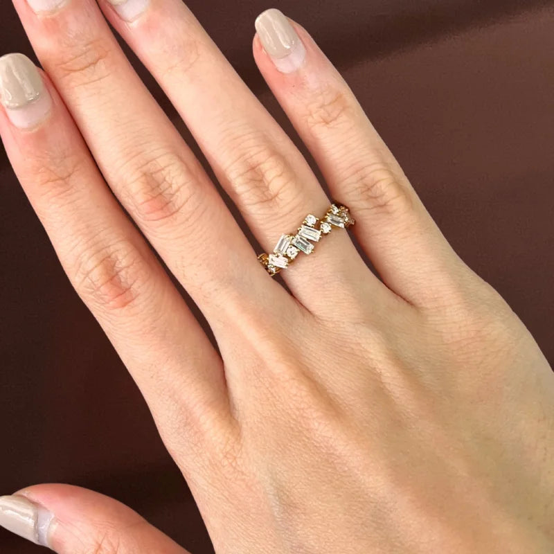 Confetti | 2ct Baguette & Round Cut Cluster Eternity Ring (Solid Gold) | Lady Estere Jewellery 14K 18K Solid Gold Lab Grown Diamond