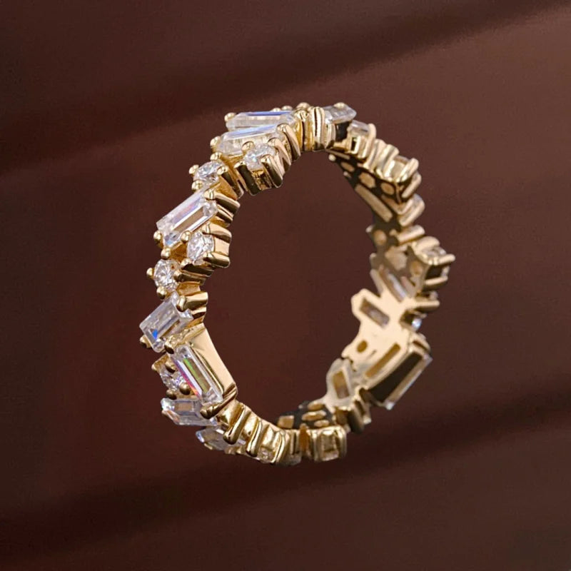 Confetti | 2ct Baguette & Round Cut Cluster Eternity Ring (Solid Gold) | Lady Estere Jewellery 14K 18K Solid Gold Lab Grown Diamond