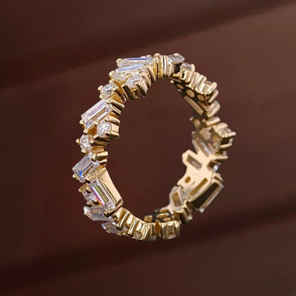 Confetti | 2ct Baguette & Round Cut Cluster Eternity Ring (Solid Gold) | Lady Estere Jewellery 14K 18K Solid Gold Lab Grown Diamond
