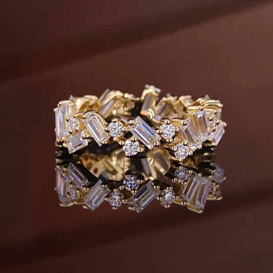 Confetti | 2ct Baguette & Round Cut Cluster Eternity Ring (Solid Gold) | Lady Estere Jewellery 14K 18K Solid Gold Lab Grown Diamond