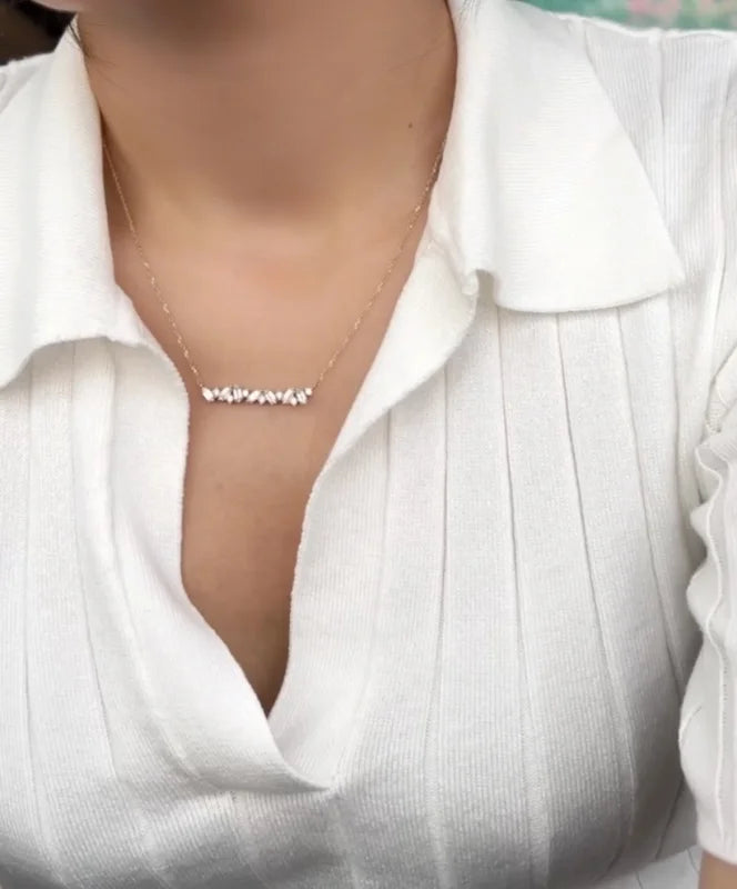 Confetti | Baguette & Round Cut Bar Necklace (Solid Gold) | Lady Estere Jewellery 14K 18K Solid Gold Lab-Grown Diamond Moissanite White