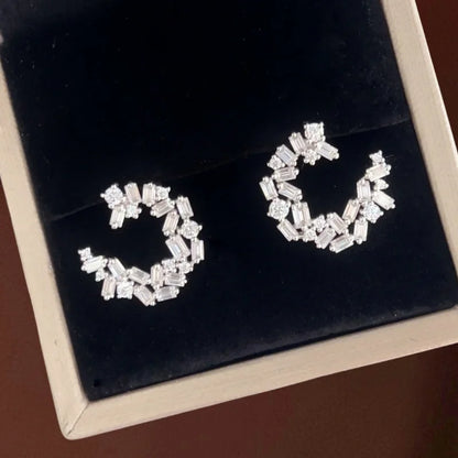 Confetti | Open Circle Multi-Way Baguette & Round Cut Earrings (Solid Gold) | Lady Estere Jewellery 14K 18K Solid Gold Lab-Grown Diamond