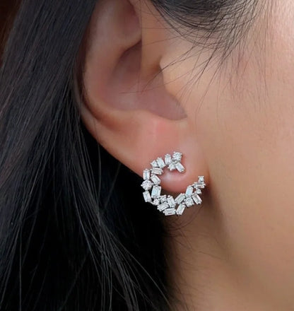 Confetti | Open Circle Multi-Way Baguette & Round Cut Earrings (Solid Gold) | Lady Estere Jewellery 14K 18K Solid Gold Lab-Grown Diamond
