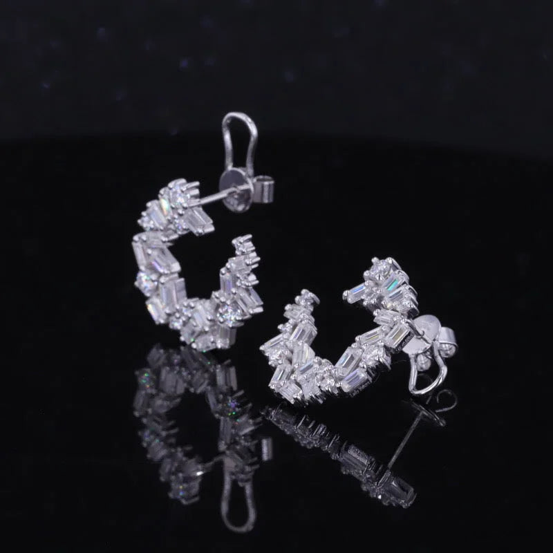 Confetti | Open Circle Multi-Way Baguette & Round Cut Earrings (Solid Gold) | Lady Estere Jewellery 14K 18K Solid Gold Lab-Grown Diamond