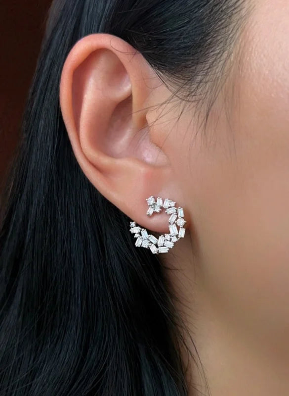 Confetti | Open Circle Multi-Way Baguette & Round Cut Earrings (Solid Gold) | Lady Estere Jewellery 14K 18K Solid Gold Lab-Grown Diamond