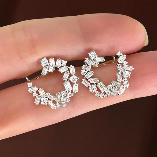 Confetti | Open Circle Multi-Way Baguette & Round Cut Earrings (Solid Gold) | Lady Estere Jewellery 14K 18K Solid Gold Lab-Grown Diamond