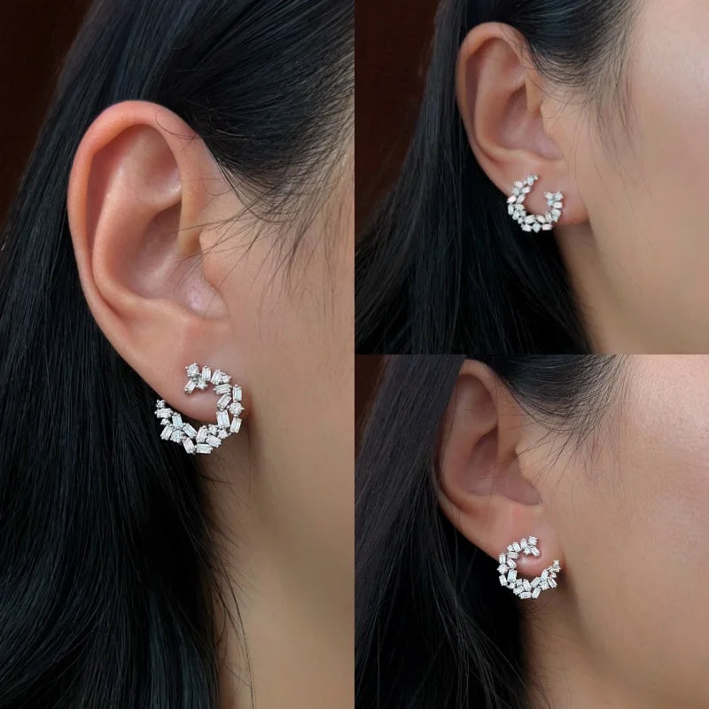 Confetti | Open Circle Multi-Way Baguette & Round Cut Earrings (Solid Gold) | Lady Estere Jewellery 14K 18K Solid Gold Lab-Grown Diamond