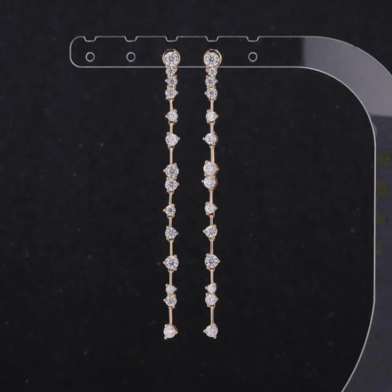 Constellation | Long Dangle Diamond Earring Studs (Solid Gold) | Lady Estere Jewellery 14K 18K Solid Gold Lab-Grown Moissanite White Yellow