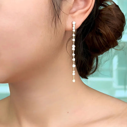 Constellation | Long Dangle Diamond Earring Studs (Solid Gold) | Lady Estere Jewellery 14K 18K Solid Gold Lab-Grown Moissanite White Yellow